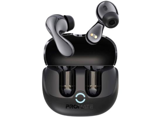 Promate Baton True Wireless Earbuds with Active and Environmental Noise Cancellation, Bluetooth 5.4, Low Latency Game Mode, 4 Mics for Superior Sound Quality, Transparency Mode, 40Hrs Playtime - Black